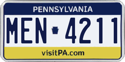 PA license plate MEN4211