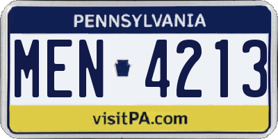 PA license plate MEN4213