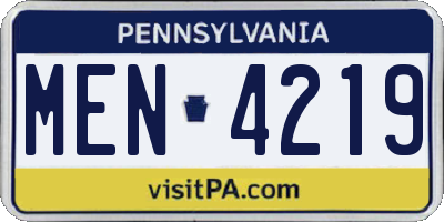 PA license plate MEN4219
