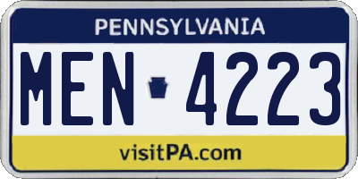 PA license plate MEN4223