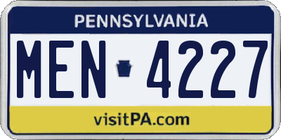 PA license plate MEN4227