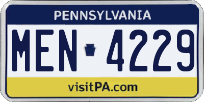 PA license plate MEN4229