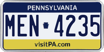 PA license plate MEN4235