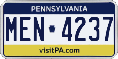 PA license plate MEN4237