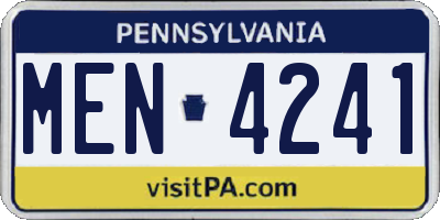 PA license plate MEN4241