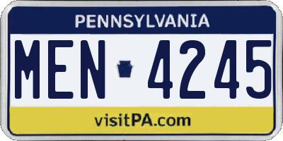PA license plate MEN4245