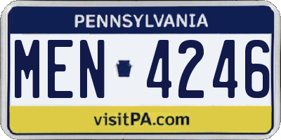 PA license plate MEN4246