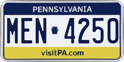 PA license plate MEN4250