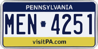 PA license plate MEN4251