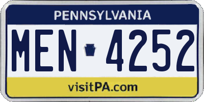 PA license plate MEN4252