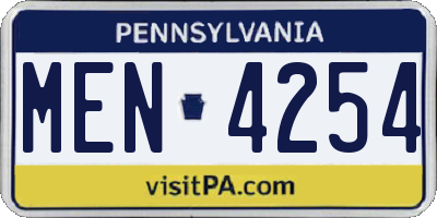 PA license plate MEN4254