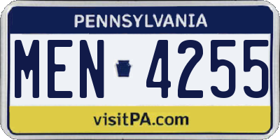 PA license plate MEN4255