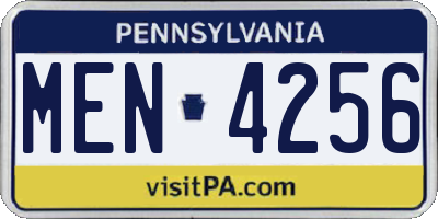 PA license plate MEN4256