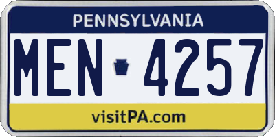 PA license plate MEN4257