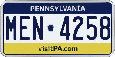 PA license plate MEN4258