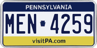 PA license plate MEN4259