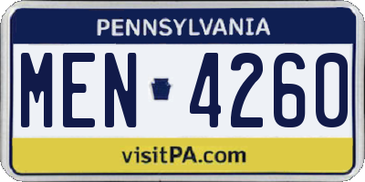 PA license plate MEN4260