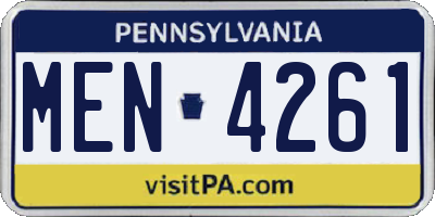 PA license plate MEN4261