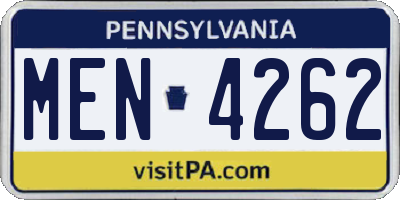 PA license plate MEN4262