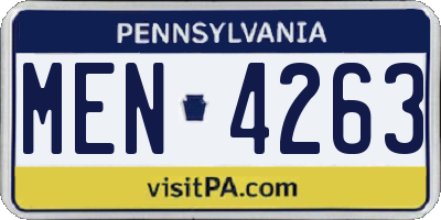 PA license plate MEN4263