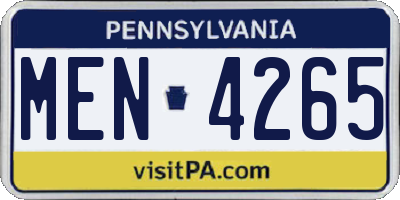 PA license plate MEN4265