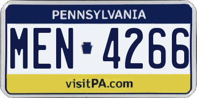 PA license plate MEN4266