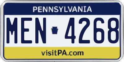 PA license plate MEN4268