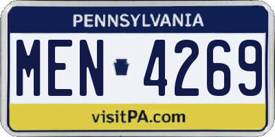 PA license plate MEN4269