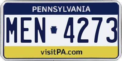 PA license plate MEN4273