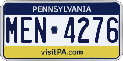 PA license plate MEN4276