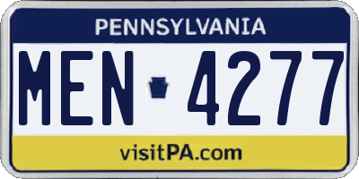 PA license plate MEN4277