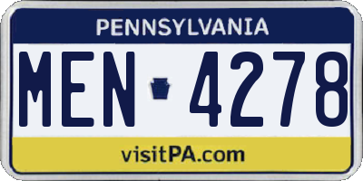 PA license plate MEN4278