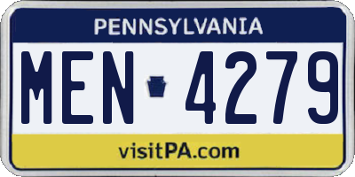 PA license plate MEN4279
