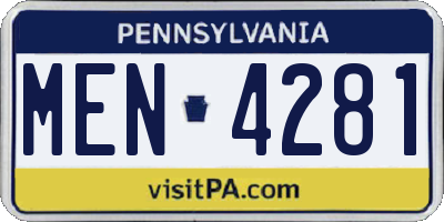 PA license plate MEN4281
