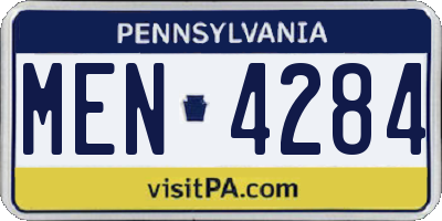 PA license plate MEN4284