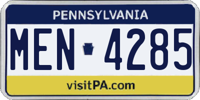 PA license plate MEN4285