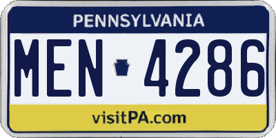 PA license plate MEN4286