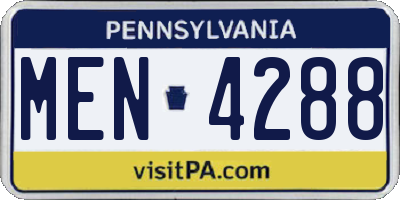 PA license plate MEN4288