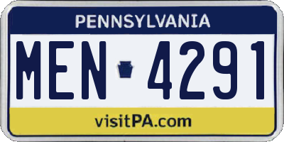 PA license plate MEN4291