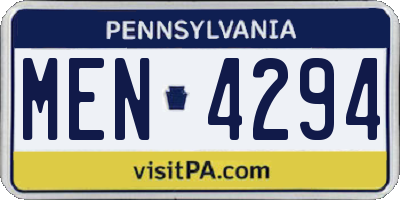 PA license plate MEN4294