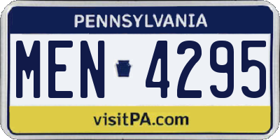 PA license plate MEN4295