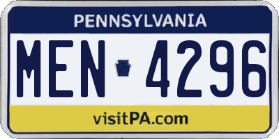 PA license plate MEN4296