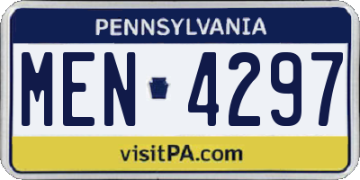 PA license plate MEN4297