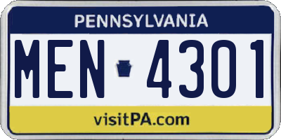 PA license plate MEN4301