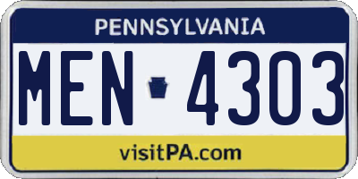 PA license plate MEN4303