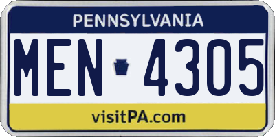 PA license plate MEN4305