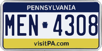 PA license plate MEN4308