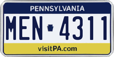PA license plate MEN4311