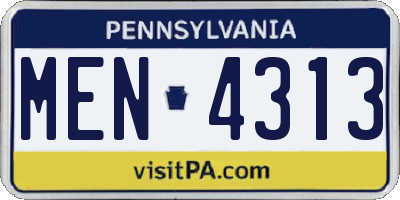 PA license plate MEN4313