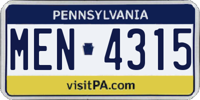 PA license plate MEN4315